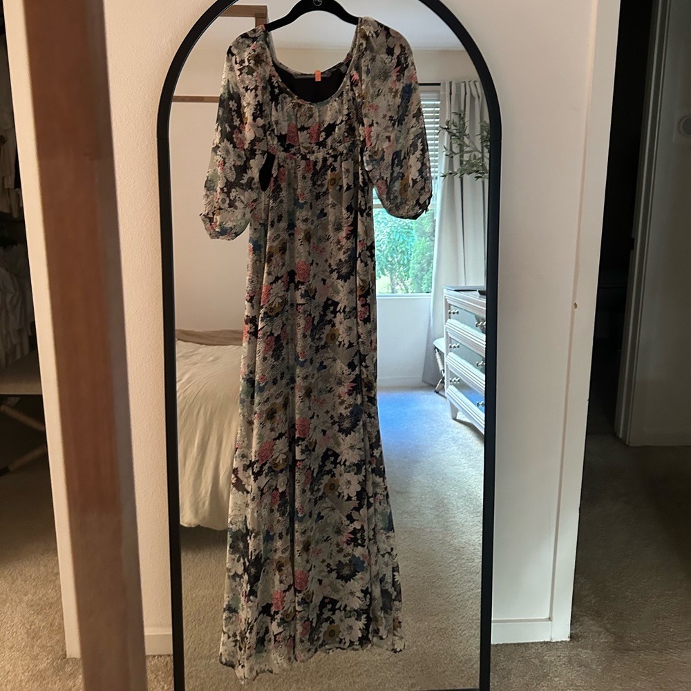Anthro 12th St by Cynthia Vincent New Leaf Silk Maxi Cutout Dress 2 EUC - Picture 7 of 15
